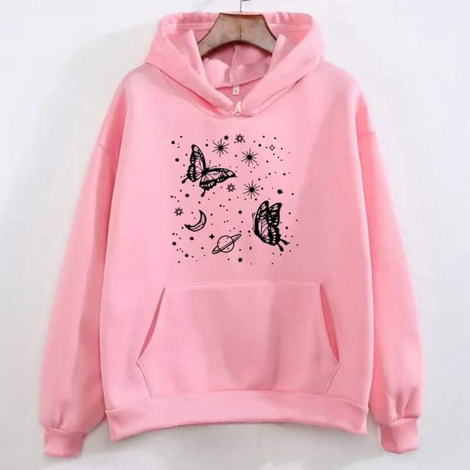 Hoodies For WOMEN & GIRL MOON STAR Printed Kangaroo Pocket Drawstring Pullovers Clothing Long Sleeves Export Quality Winter Wear - Oshi.pk - Buy & Sell Online