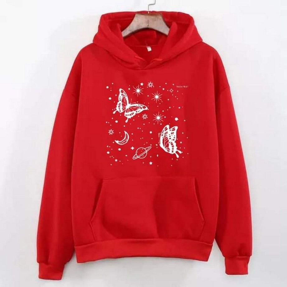 Hoodies For WOMEN & GIRL MOON STAR Printed Kangaroo Pocket Drawstring Pullovers Clothing Long Sleeves Export Quality Winter Wear - Oshi.pk - Buy & Sell Online