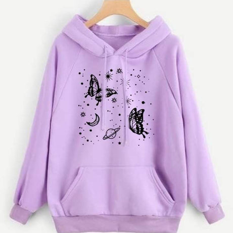 Hoodies For WOMEN & GIRL MOON STAR Printed Kangaroo Pocket Drawstring Pullovers Clothing Long Sleeves Export Quality Winter Wear - Oshi.pk - Buy & Sell Online