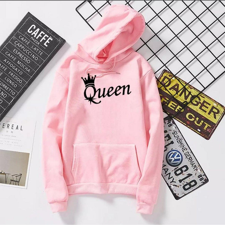 Hoodies For WOMEN & GIRL QUEEN Printed Kangaroo Pocket Drawstring Pullovers Clothing Long Sleeves Export Quality Winter Wear--copy - Oshi.pk - Buy & Sell Online