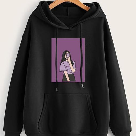 Hoodies For WOMEN & GIRL SELFIE Printed Kangaroo Pocket Drawstring Pullovers Clothing Long Sleeves Export Quality Winter Wear - Oshi.pk - Buy & Sell Online