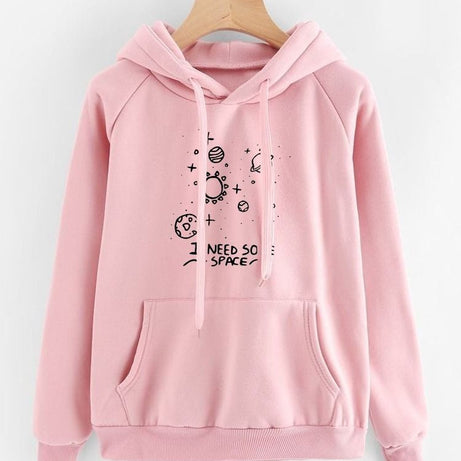 Hoodies For WOMEN & GIRL I NEED SOME Printed Kangaroo Pocket Drawstring Pullovers Clothing Long Sleeves Export Quality Winter Wear