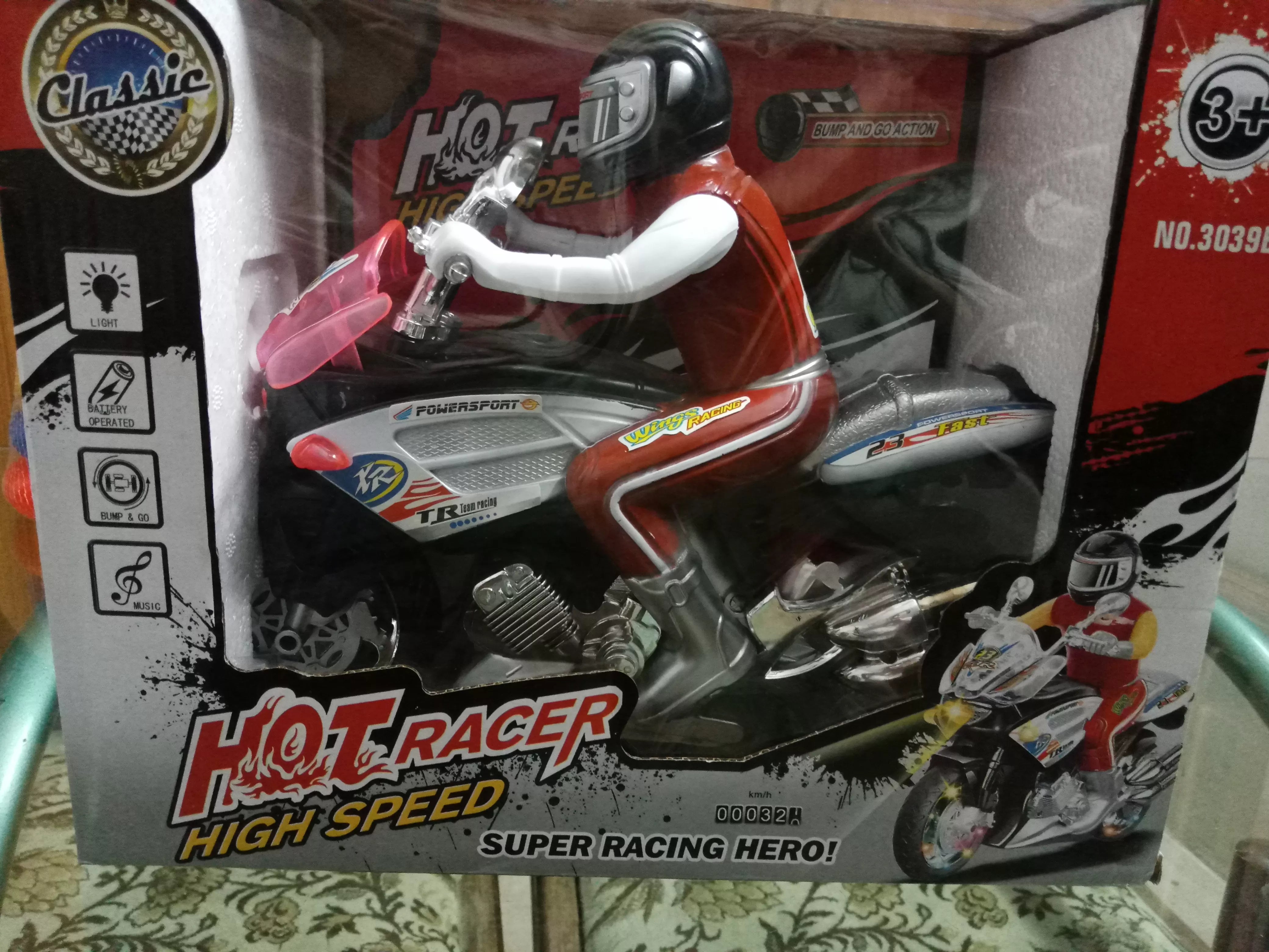 Hot Racer High Speed - Heavy Bike toy - Light n Music - Bump n Go - Battery operated - 28cm Size
