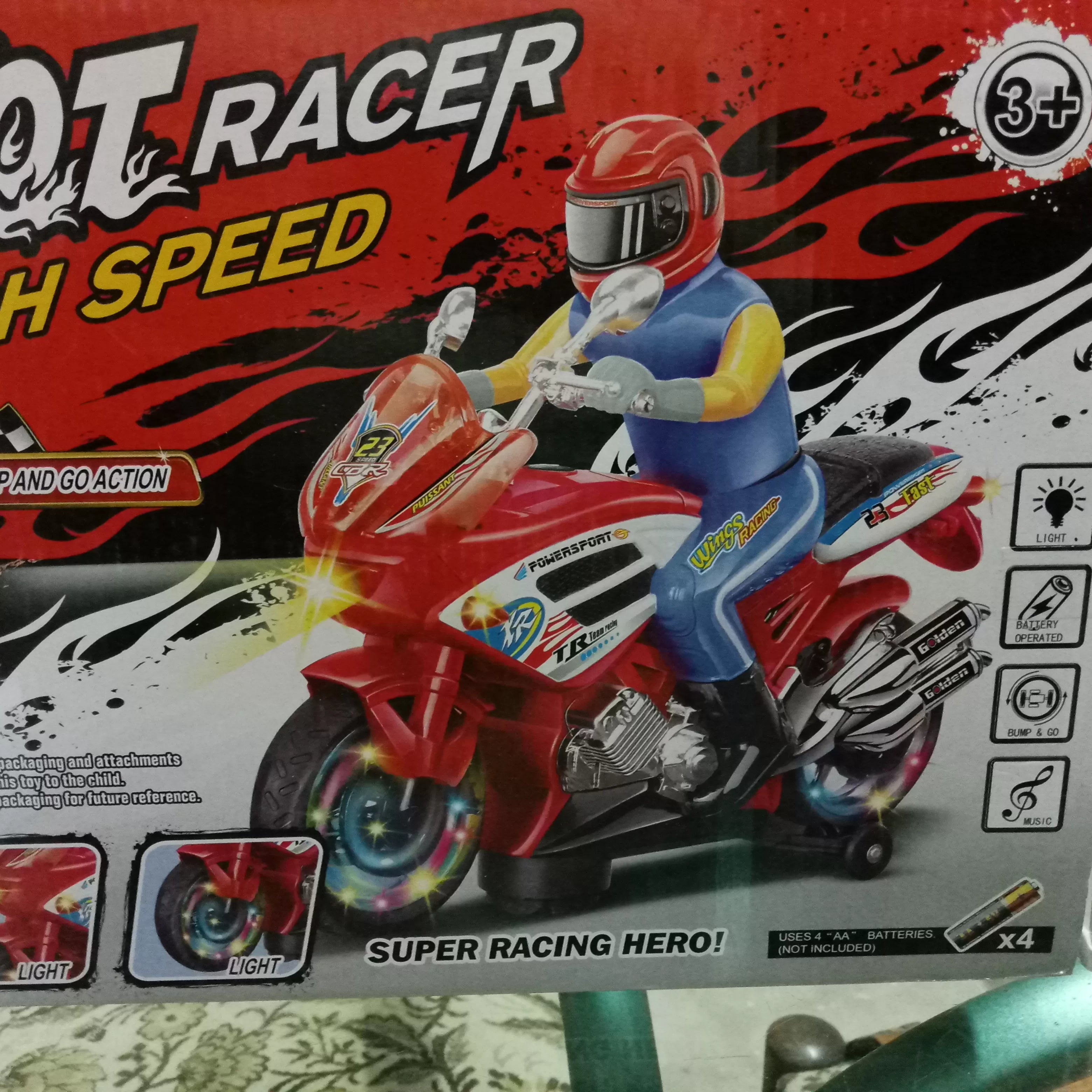 Hot Racer High Speed - Heavy Bike toy - Light n Music - Bump n Go - Battery operated - 28cm Size