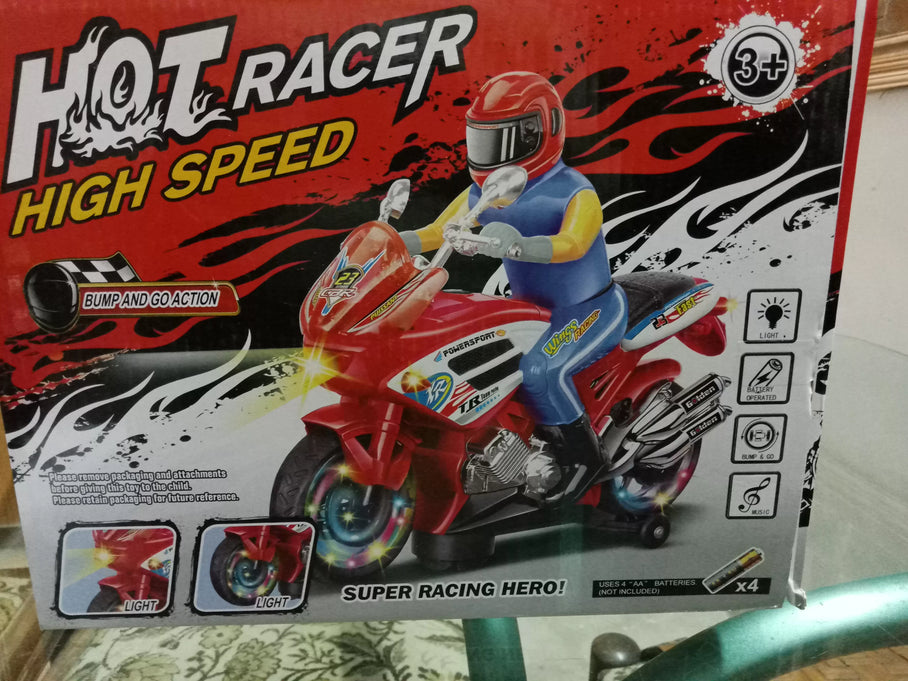 Hot Racer High Speed - Heavy Bike toy - Light n Music - Bump n Go - Battery operated - 28cm Size