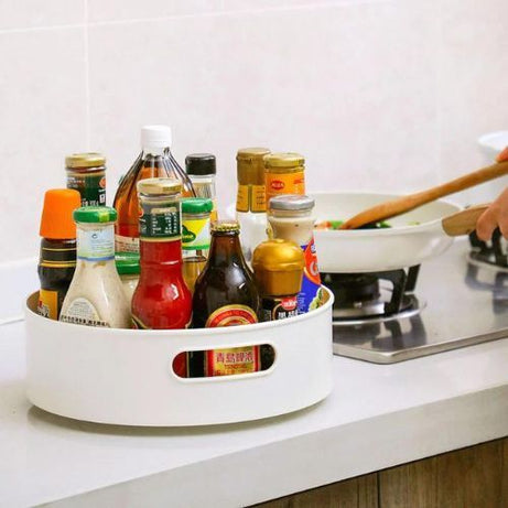 360° Rotating Organizer Tray Kitchen Organizer Rack Multi-Purpose Kitchen Storage Revolving Tray