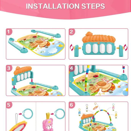 Huanger - 3 In 1 Newborn Baby Toddler Play Gym Piano Fitness Rack Mat - Oshi.pk - Buy & Sell Online