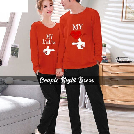 My Life Line Full Sleeves Couple Night Dress - Oshi.pk - Buy & Sell Online