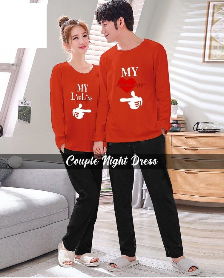 My Life Line Full Sleeves Couple Night Dress - Oshi.pk - Buy & Sell Online