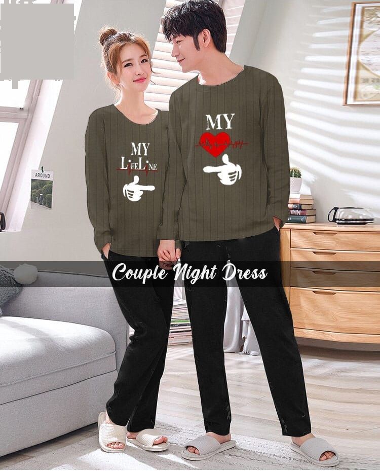 My Life Line Full Sleeves Couple Night Dress - Oshi.pk - Buy & Sell Online