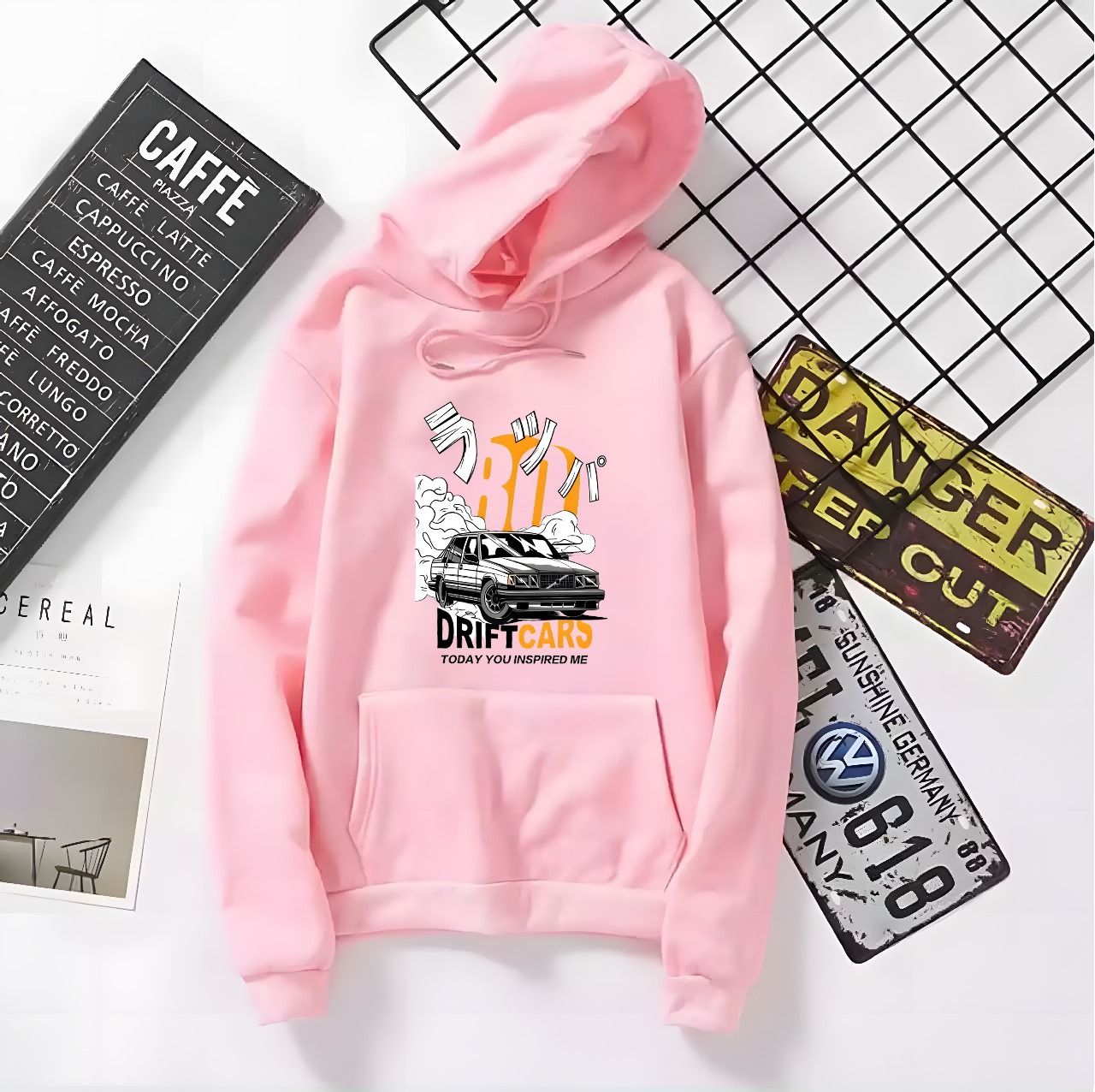 Huddie For Men n Boys Car Drift Printed In Pink Hoodie Printed Kangaroo Hoodie Pocket Drawstring Pullovers Long Sleeves Winter Wear - Oshi.pk - Buy & Sell Online