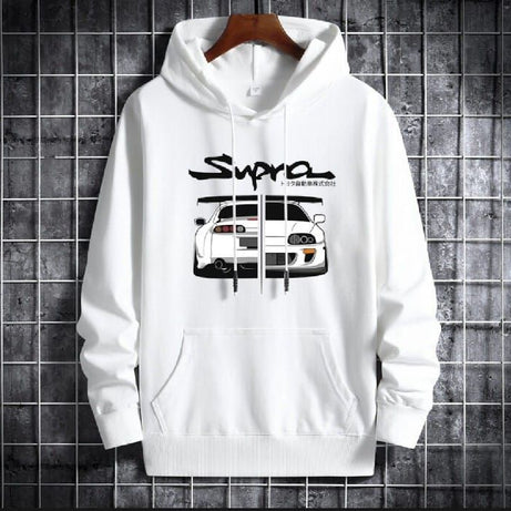 Huddie For Women & Girls Supra Car Printed Fleece Full Sleeves Pull Over Hoodie In white - Oshi.pk - Buy & Sell Online