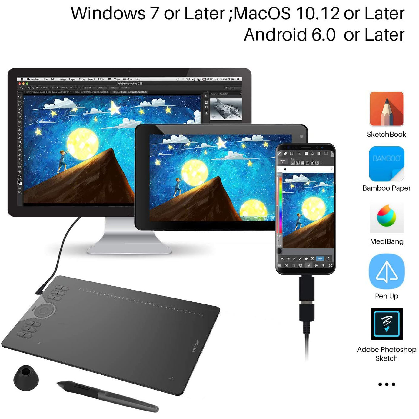 HUION HS610 Battery Free Graphics Tablet - Oshi.pk - Buy & Sell Online