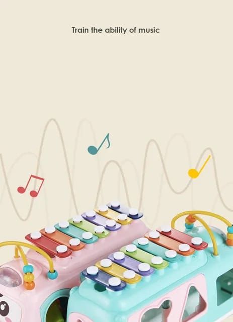 Hunger Bus Baby Toy Musical School Bus, Knocking Piano Car with Shape Puzzles,Sensory Toys for Toddlers 1-3,Educational Learning Gift for Girls and Bo - Oshi.pk - Buy & Sell Online