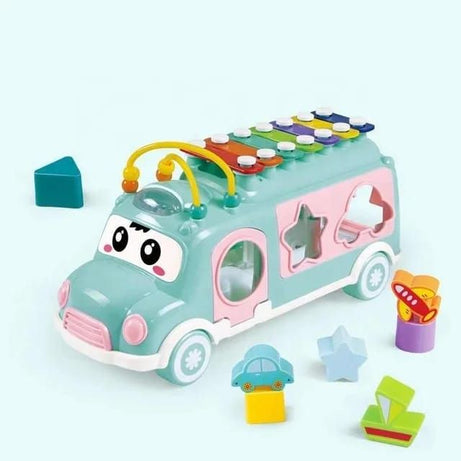 Hunger Bus Baby Toy Musical School Bus, Knocking Piano Car with Shape Puzzles,Sensory Toys for Toddlers 1-3,Educational Learning Gift for Girls and Bo - Oshi.pk - Buy & Sell Online