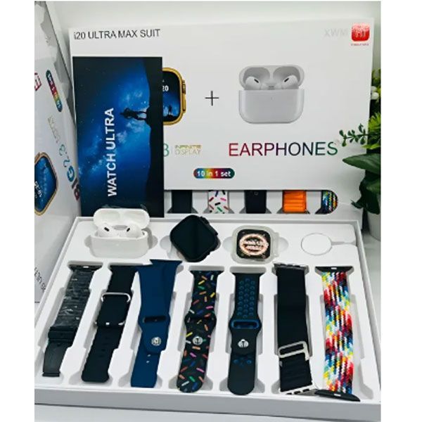 I20 Ultra Max With AirPods2 Bonus |10 In 1 Smartwatch Bundle 2.3 Inch Large Screen 10 Straps - Oshi.pk - Buy & Sell Online