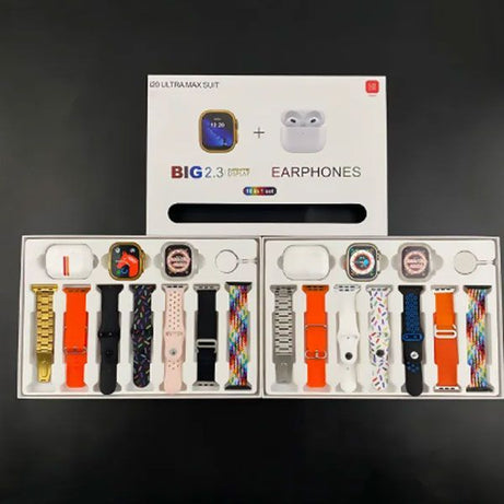 I20 Ultra Max With AirPods2 Bonus |10 In 1 Smartwatch Bundle 2.3 Inch Large Screen 10 Straps - Oshi.pk - Buy & Sell Online