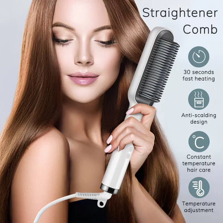 Imported Hair Straightening Brush Comb Portable Men Beard Straightener Electric Heated Comb For Girl & Men - Oshi.pk - Buy & Sell Online