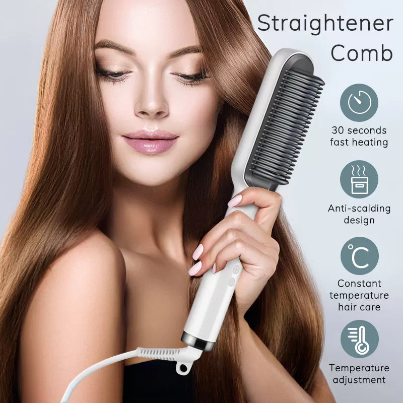 Imported Hair Straightening Brush Comb Portable Men Beard Straightener Electric Heated Comb For Girl & Men - Oshi.pk - Buy & Sell Online