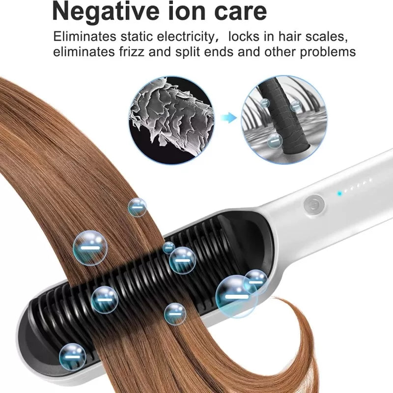 Imported Hair Straightening Brush Comb Portable Men Beard Straightener Electric Heated Comb For Girl & Men - Oshi.pk - Buy & Sell Online
