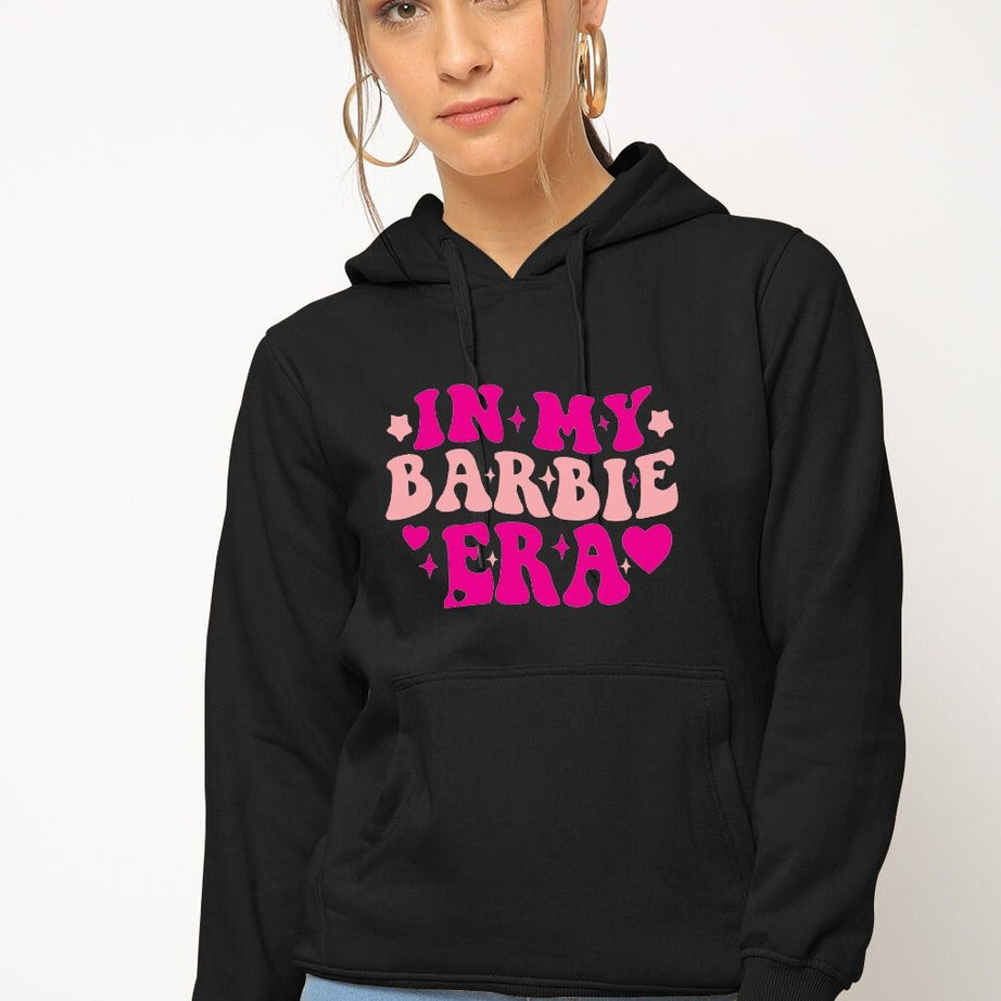 In My Barbie Era Printed Pullover Black Hoodie For Women and Girls - Oshi.pk - Buy & Sell Online