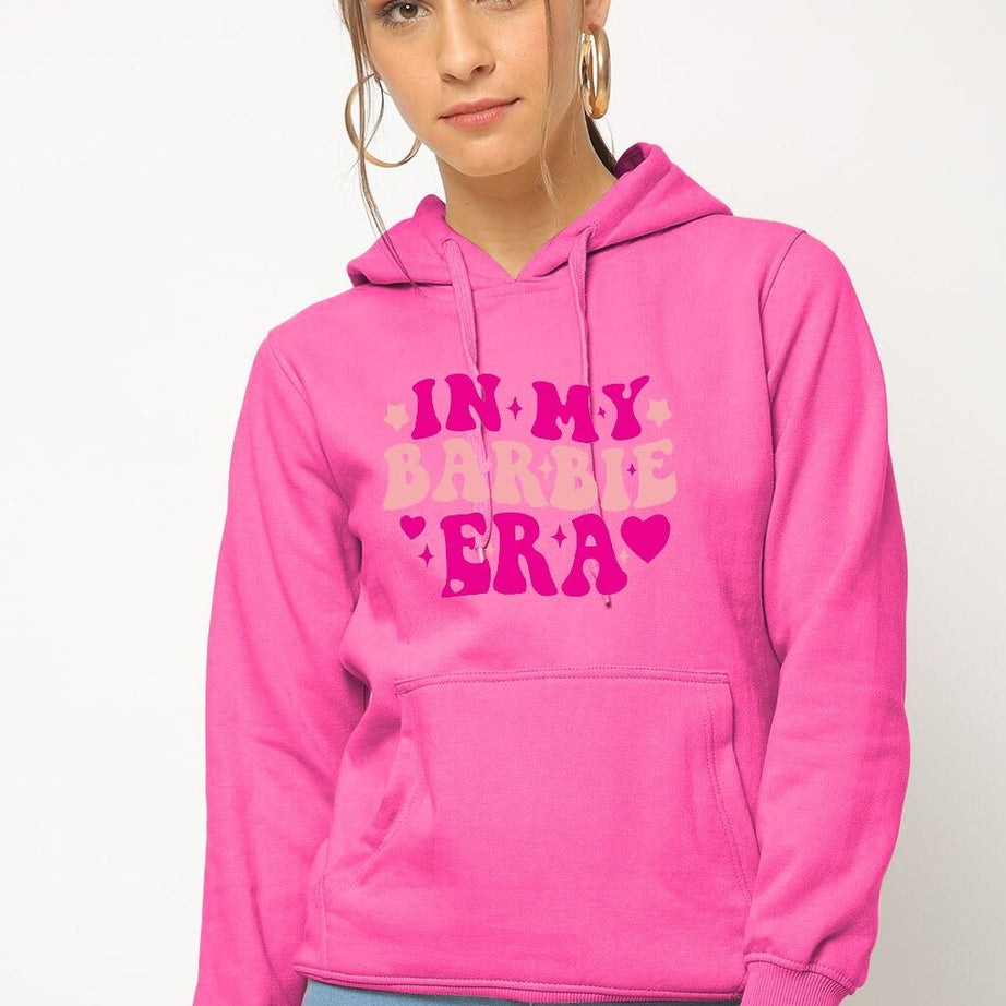 In My Barbie Era Printed Pullover Yellow Hoodie For Women and Girls