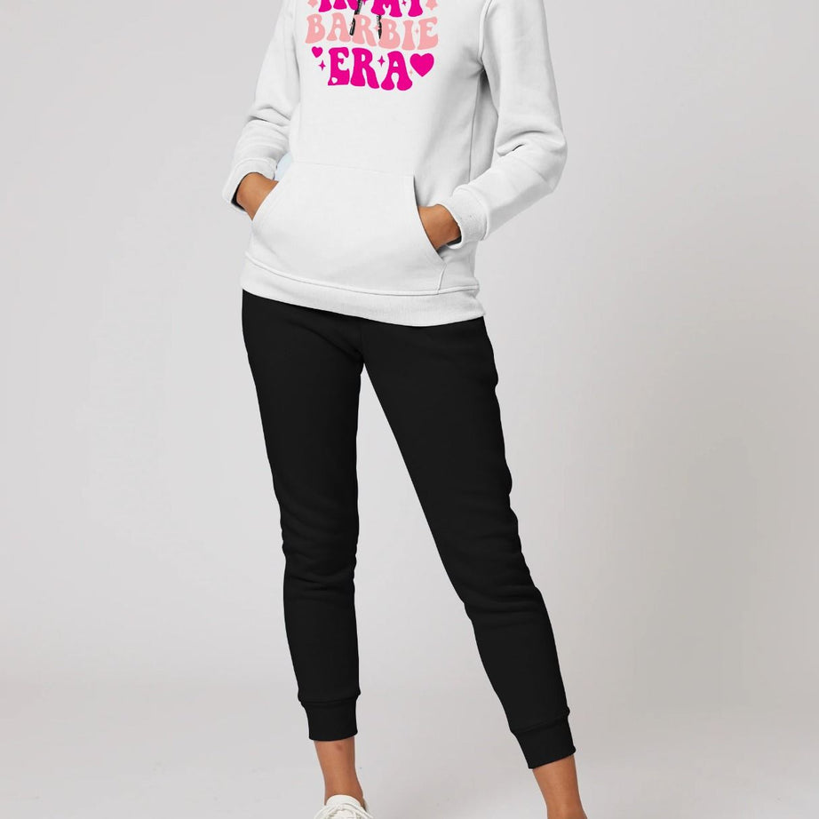 In My Barbie Era Printed Tracksuit With White Hoodie and Trouser For Women