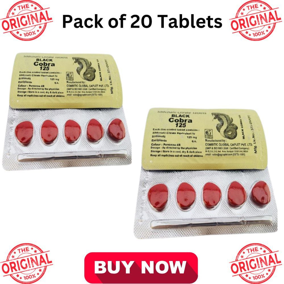 Indian 125mg Black Cobra Timing Delay Tablet For Men - 20 Tablets - Oshi.pk - Buy & Sell Online