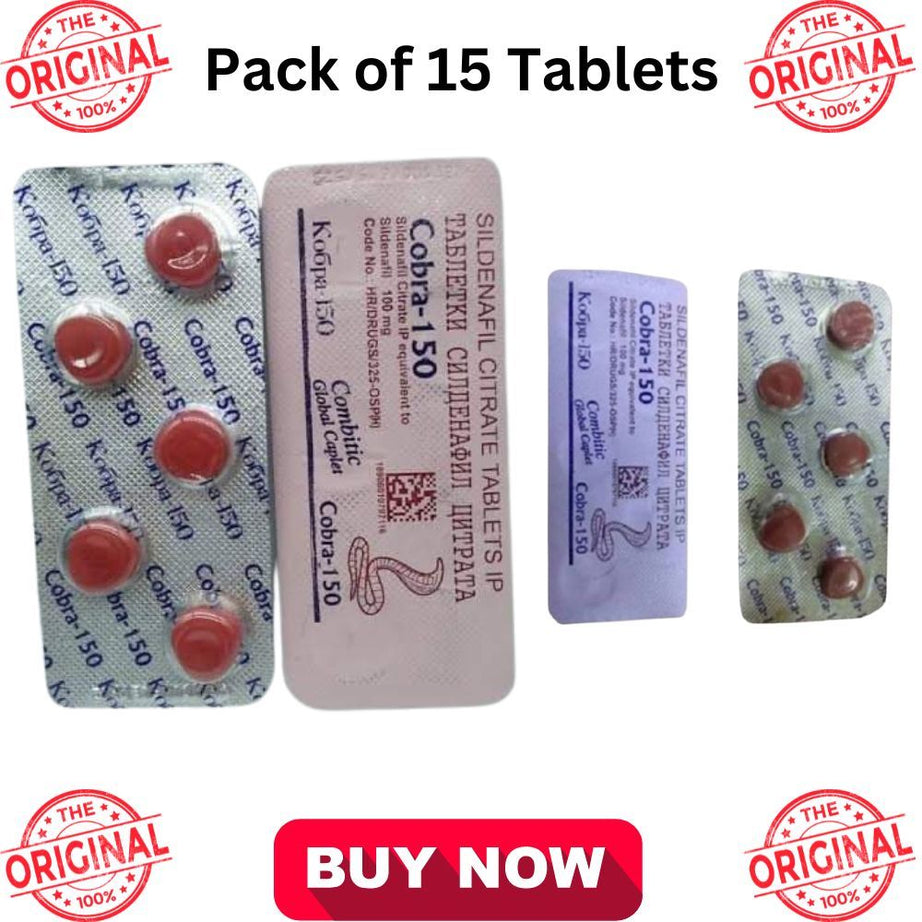 Indian 150mg Black Cobra Sildenafil Citrate Timing Delay Tablet For Men - 15 Tablets