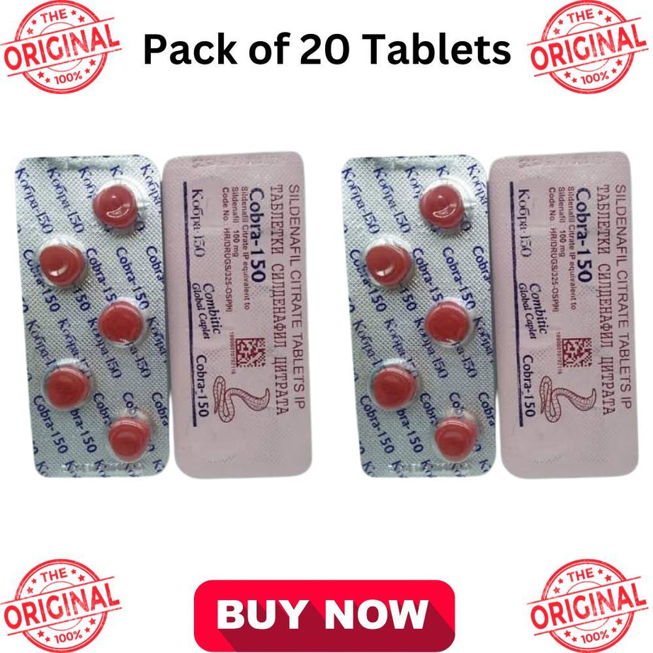 Indian 150mg Black Cobra Sildenafil Citrate Timing Delay Tablet For Men - 20 Tablets