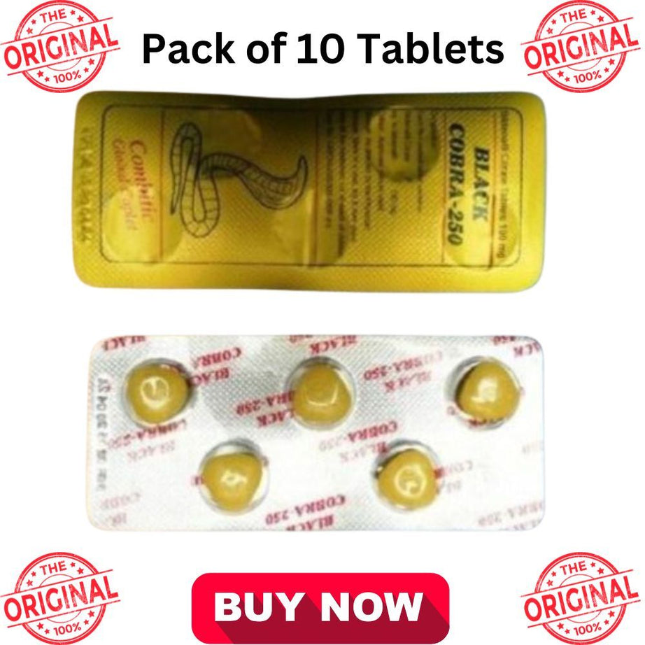 Indian 250mg Black Cobra Sildenafil Citrate Timing Delay Tablet For Men - 10 Tablet - Oshi.pk - Buy & Sell Online