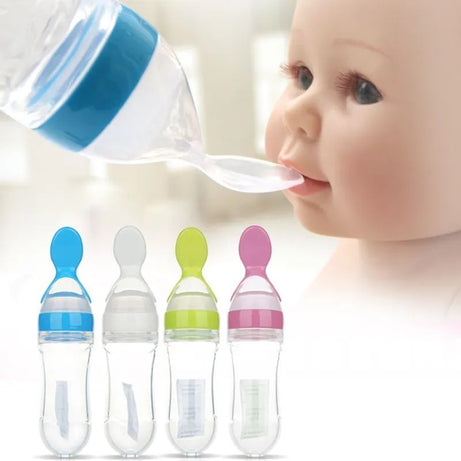 Infant Baby Silica Gel Bottle With A Spoon Newborn Baby Food Supplement Rice Cereal Bottles Milk Feeder - Oshi.pk - Buy & Sell Online