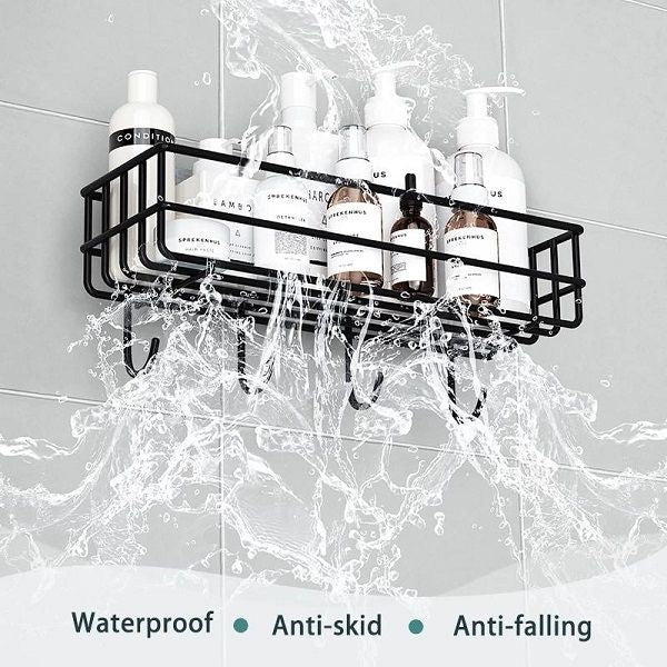 Iron Bathroom Shelf Wall-Mounted Storage Rack Wall Mounted Shampoo Holder Hanging Basket Bath Organizer - Oshi.pk - Buy & Sell Online