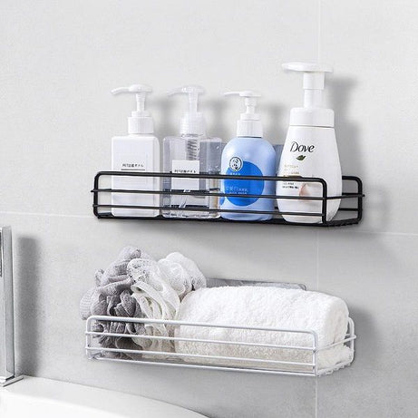 Iron Storage Rack Bathroom Kitchen Rack Shower Gel Shelf Self-adhesive Punch-free Wall Mounted Basket - Oshi.pk - Buy & Sell Online