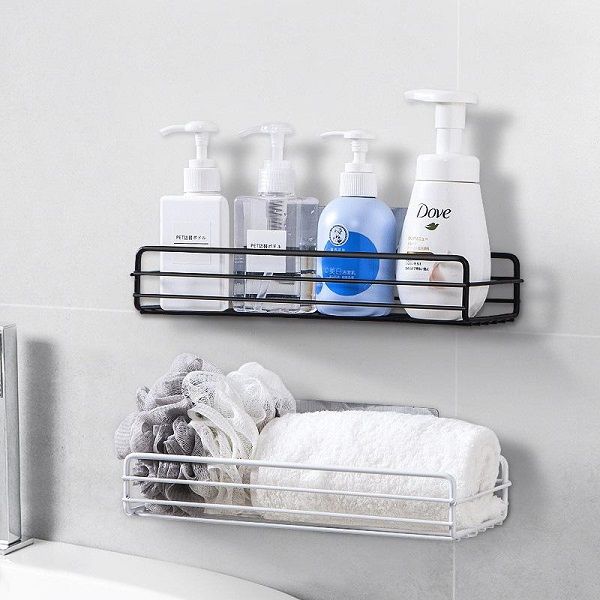 Iron Storage Rack Bathroom Kitchen Rack Shower Gel Shelf Self-adhesive Punch-free Wall Mounted Basket - Oshi.pk - Buy & Sell Online