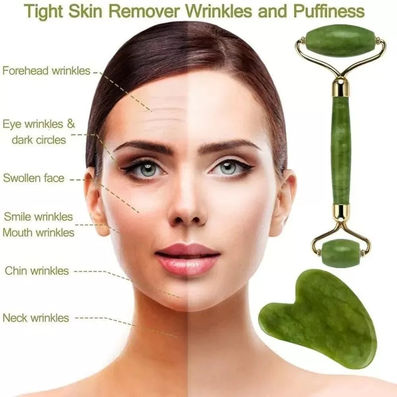 Jade Face Roller/Anti Aging Jade Stone Massager for Face and Eye Massage - Oshi.pk - Buy & Sell Online
