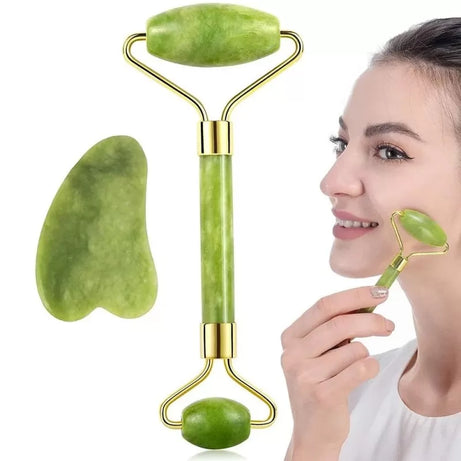 Jade Face Roller/Anti Aging Jade Stone Massager for Face and Eye Massage - Oshi.pk - Buy & Sell Online