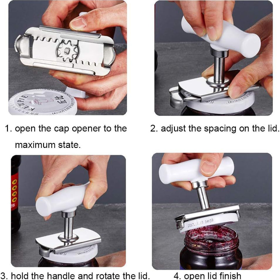 Jar Opener Multifunction Adjustable For 1-4 Inches Bottle Can, Stainless Steel Lids Off Jar Opener Jar Lid Remover Gripper Quick Opening For Cooking - Oshi.pk - Buy & Sell Online