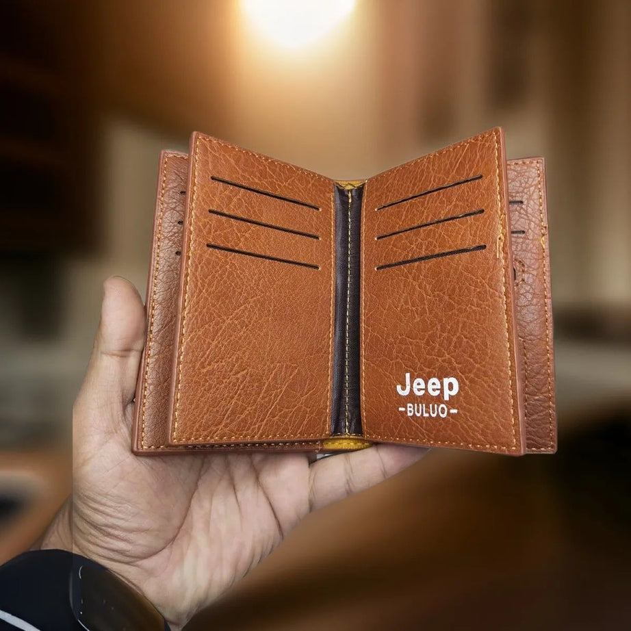 Jeep Buluo Regular Size Men's Casual Artificial Leather Wallet - High Quality (16 Card Slots) - Unique Design BKs - Oshi.pk - Buy & Sell Online