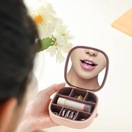 Jewelry Box Mini Portable Storage with Mirror Stress resistance - Oshi.pk - Buy & Sell Online