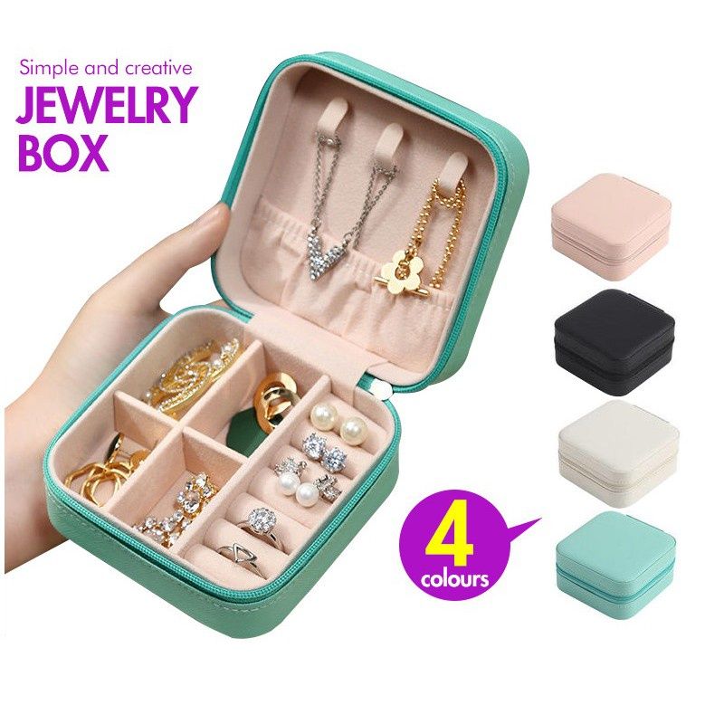 Jewelry Organizer Box for Travelling Leather Box Hair Accessories PU Leather Small Jewelry Box, Travel Portable Jewelry Case for Ring Pendant Earring - Oshi.pk - Buy & Sell Online