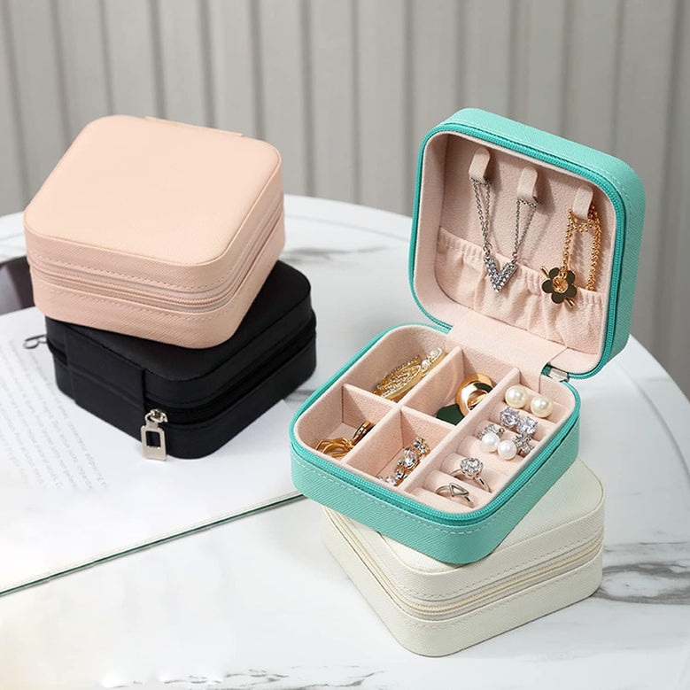 Jewelry Organizer Box for Travelling Leather Box Hair Accessories PU Leather Small Jewelry Box, Travel Portable Jewelry Case for Ring Pendant Earring - Oshi.pk - Buy & Sell Online