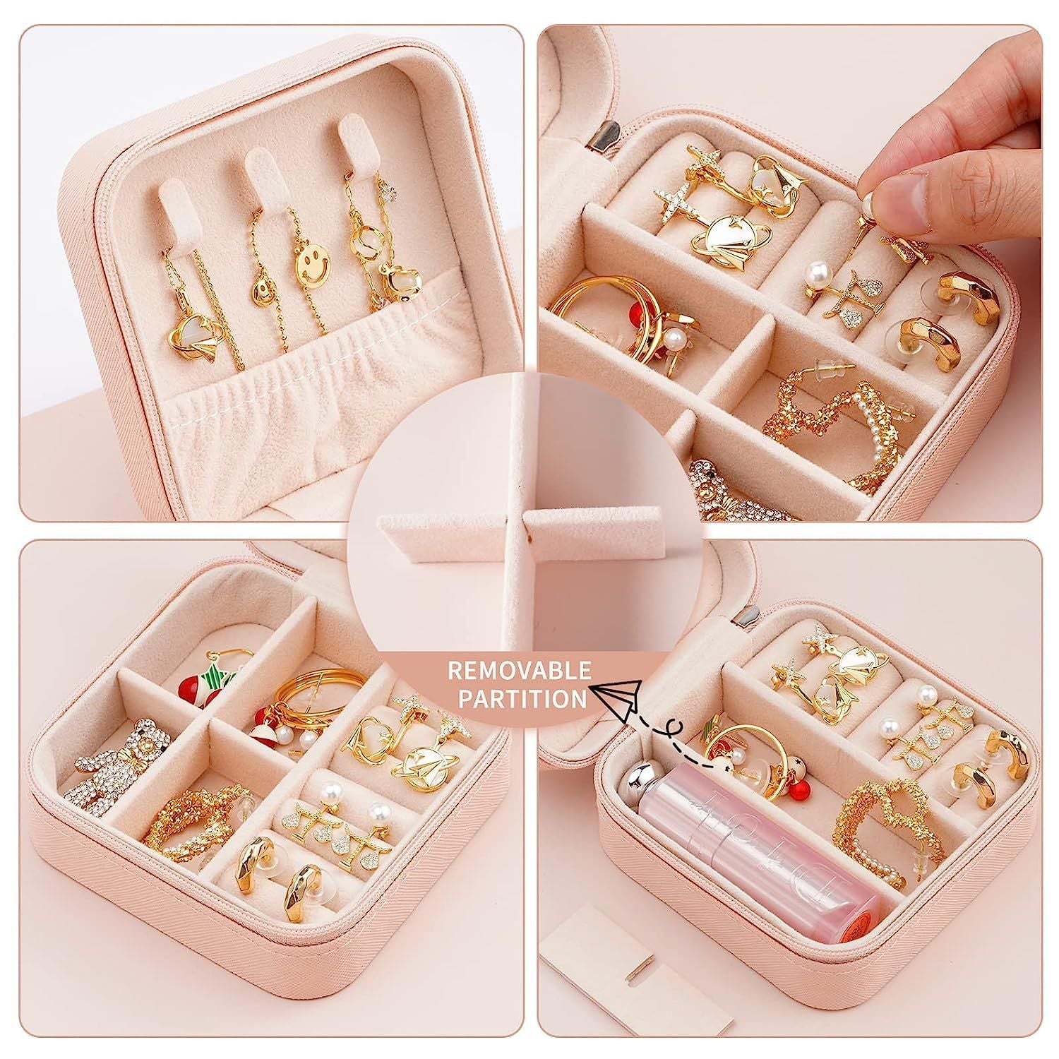 Jewelry Organizer Box for Travelling Leather Box Hair Accessories PU Leather Small Jewelry Box, Travel Portable Jewelry Case for Ring Pendant Earring - Oshi.pk - Buy & Sell Online