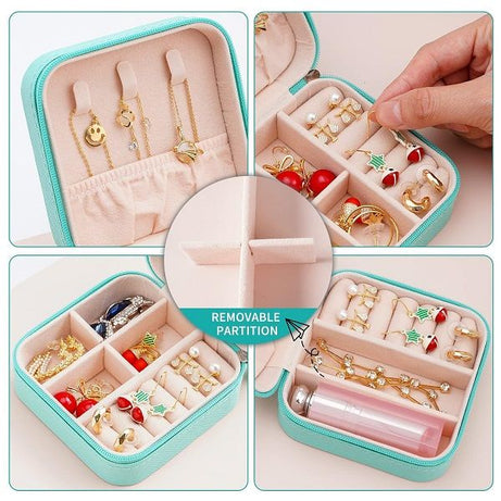 Jewelry Organizer PU Leather Zipper Portable Storage Box Case Dividers - Oshi.pk - Buy & Sell Online