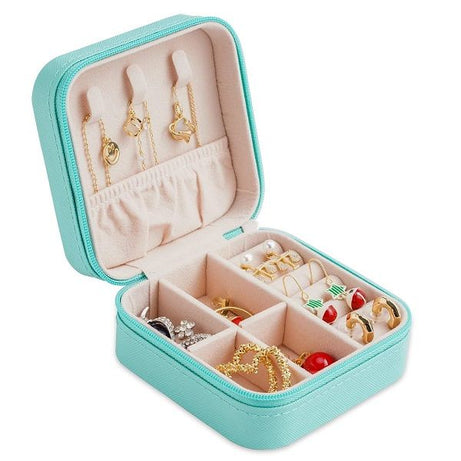 Jewelry Organizer PU Leather Zipper Portable Storage Box Case Dividers - Oshi.pk - Buy & Sell Online