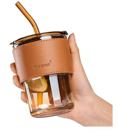 Juice Cup With Straw Glass Material (450ml) - Oshi.pk - Buy & Sell Online