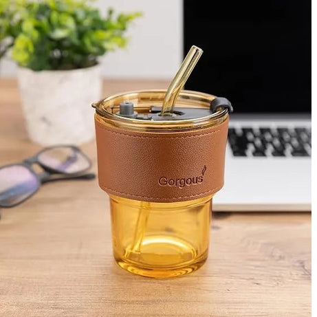 Juice Cup With Straw Glass Material (450ml) - Oshi.pk - Buy & Sell Online