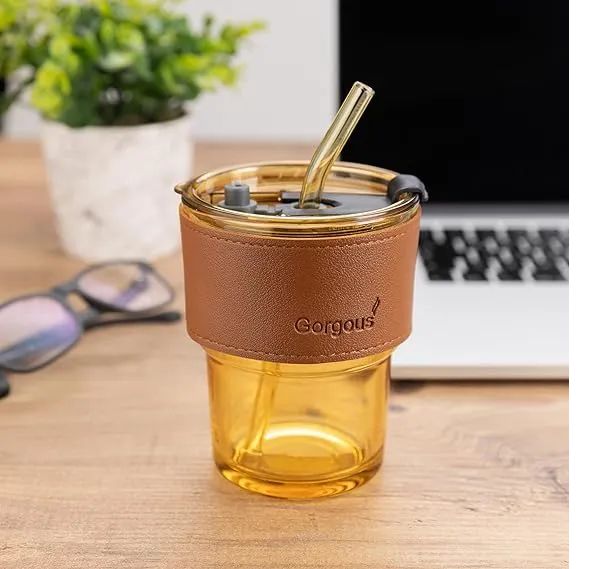 Juice Cup With Straw Glass Material (450ml) - Oshi.pk - Buy & Sell Online