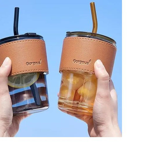 Juice Cup With Straw Glass Material (450ml) - Oshi.pk - Buy & Sell Online