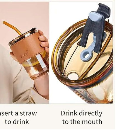 Juice Cup With Straw Glass Material (450ml) - Oshi.pk - Buy & Sell Online